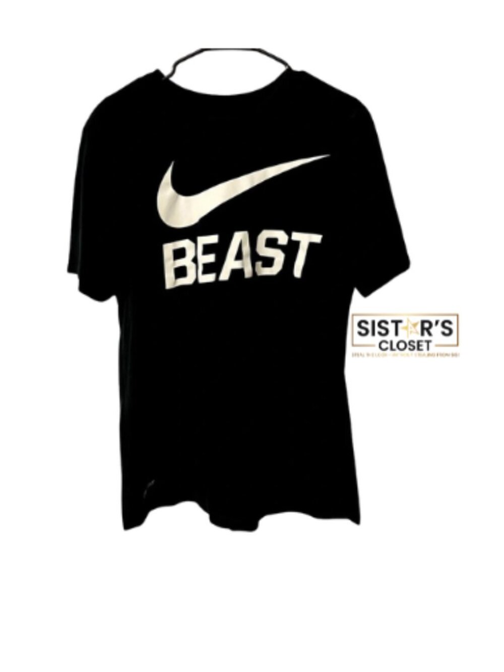 Nike Black T-Shirt with White 'Beast' Logo Large